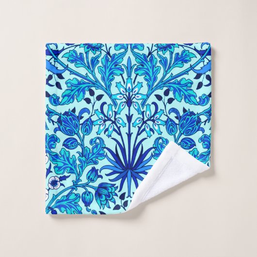 William Morris Hyacinth Print, Aqua en Turquoise Bad Handdoek (Wasdoekje)