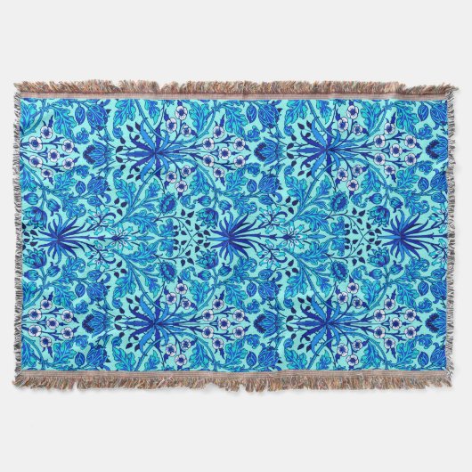 William Morris Hyacinth Print, Aqua en Turquoise Deken (Voorkant)