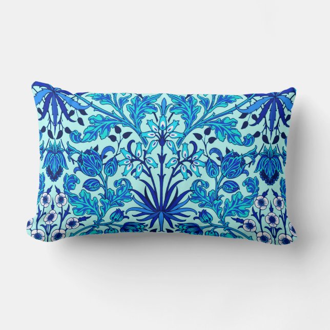 William Morris Hyacinth Print, Aqua en Turquoise Kussen (Voorkant)
