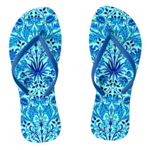 William Morris Hyacinth Print, Aqua en Turquoise Teenslippers