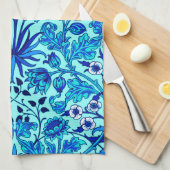 William Morris Hyacinth Print, Aqua en Turquoise Theedoek (Quarter Fold)