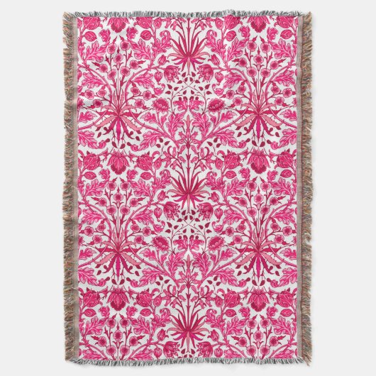 William Morris Hyacinth Print, Bourgogne en roze Deken (Voorkant Verticaal)