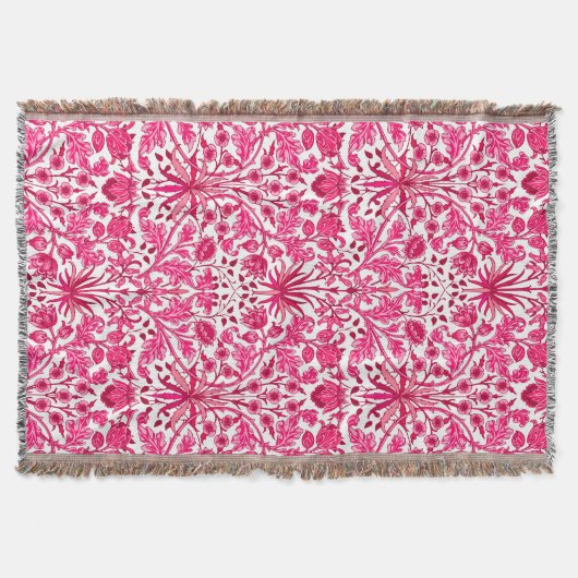 William Morris Hyacinth Print, Bourgogne en roze Deken (Voorkant)