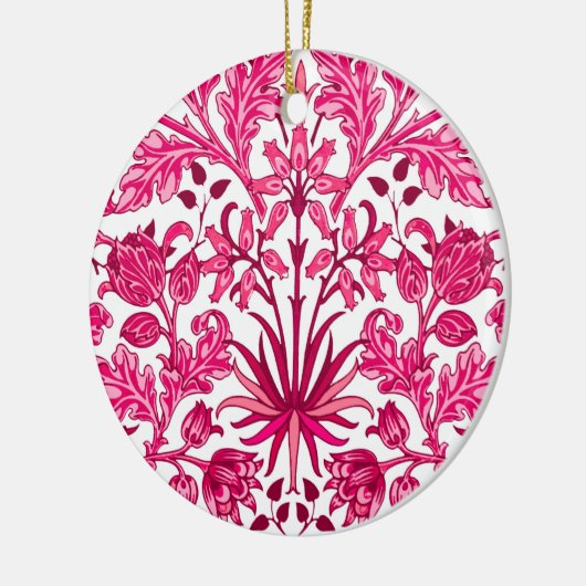 William Morris Hyacinth Print, Bourgogne en roze Keramisch Ornament (Links)