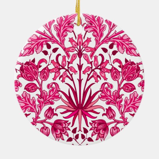 William Morris Hyacinth Print, Bourgogne en roze Keramisch Ornament (Achterkant)