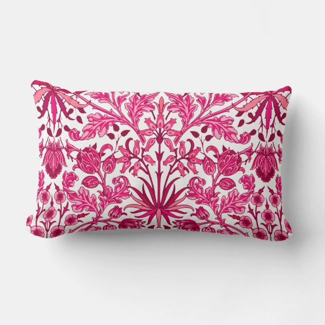 William Morris Hyacinth Print, Bourgogne en roze Kussen (Voorkant)