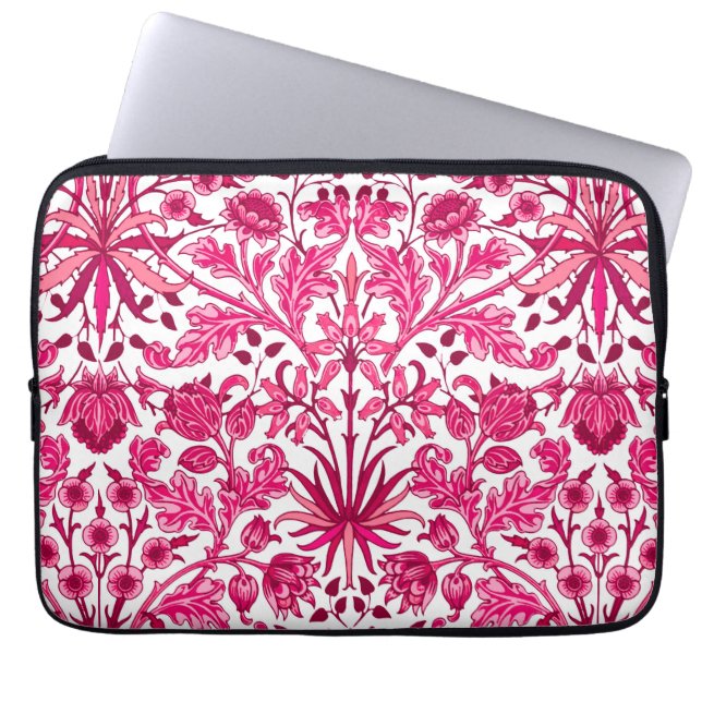 William Morris Hyacinth Print, Bourgogne en roze Laptop Sleeve (Voorkant)