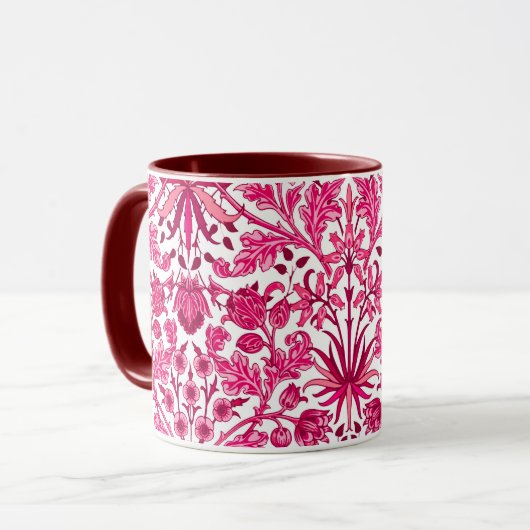 William Morris Hyacinth Print, Bourgogne en roze Mok (Voorkant links)