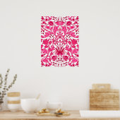 William Morris Hyacinth Print, Bourgogne en roze Poster (Keuken)