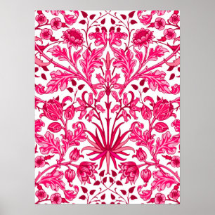 William Morris Hyacinth Print, Bourgogne en roze Poster
