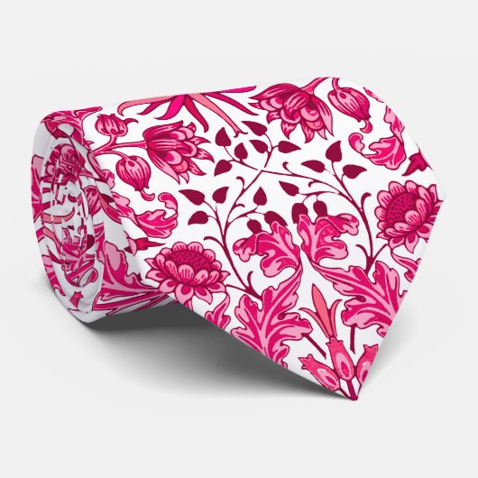 William Morris Hyacinth Print, Bourgogne en roze Stropdas (Opgerold)