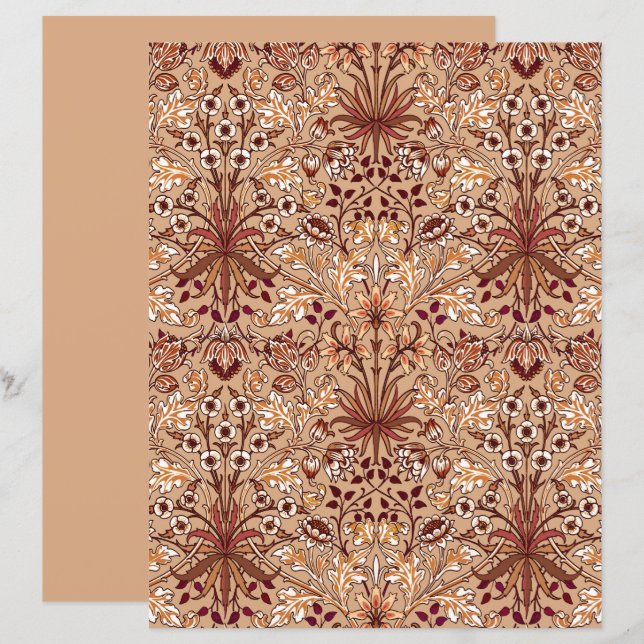 William Morris Hyacinth Print, Brown en Beige (Voorkant / Achterkant)