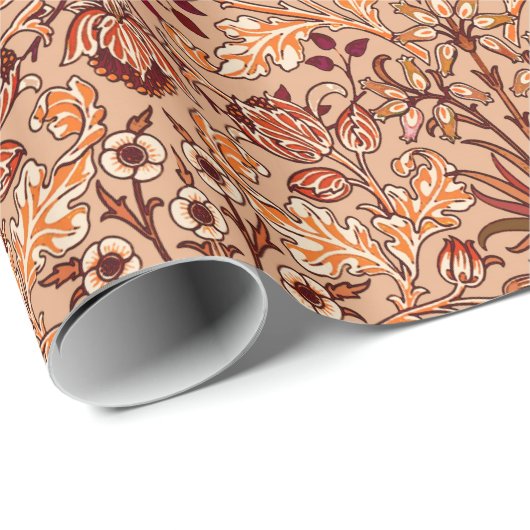 William Morris Hyacinth Print, Brown en Beige Cadeaupapier (Rol Hoek)