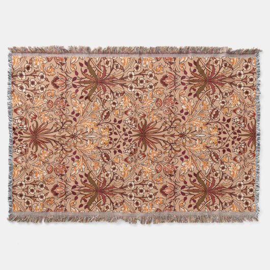 William Morris Hyacinth Print, Brown en Beige Deken (Voorkant)