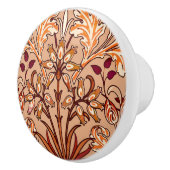 William Morris Hyacinth Print, Brown en Beige Keramische Knop (Rechts)