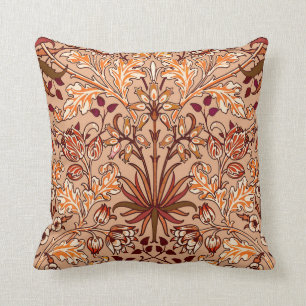 William Morris Hyacinth Print, Brown en Beige Kussen