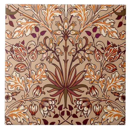 William Morris Hyacinth Print, Brown en Beige Tegeltje (Voorkant)