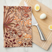 William Morris Hyacinth Print, Brown en Beige Theedoek (Quarter Fold)