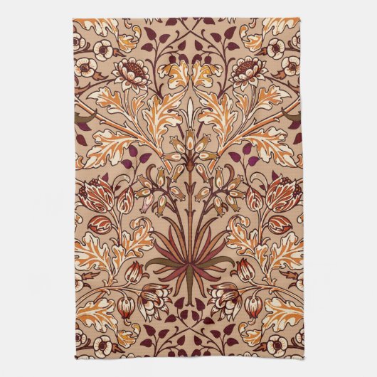 William Morris Hyacinth Print, Brown en Beige Theedoek (Verticaal)