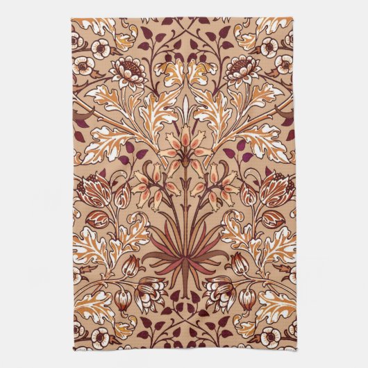 William Morris Hyacinth Print, Brown en Beige Theedoek (Verticaal)