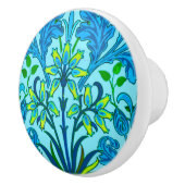 William Morris Hyacinth Print, Cerulean Blue Keramische Knop (Rechts)