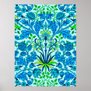 William Morris Hyacinth Print, Cerulean Blue Poster