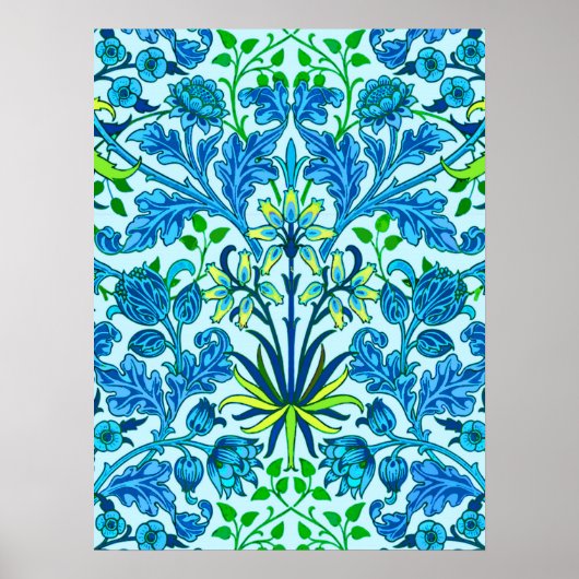 William Morris Hyacinth Print, Cerulean Blue Poster (Voorkant)