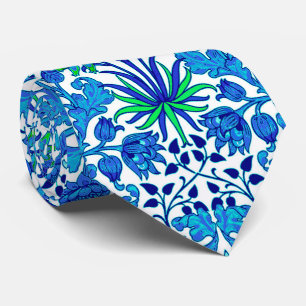 William Morris Hyacinth Print, Cerulean Blue Stropdas