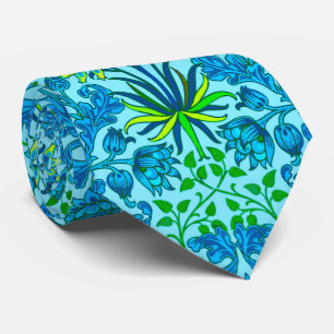 William Morris Hyacinth Print, Cerulean Blue Stropdas