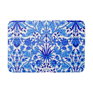 William Morris Hyacinth Print, Cobalt Blue en Whit Badmat