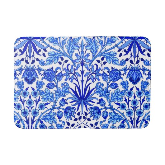 William Morris Hyacinth Print, Cobalt Blue en Whit Badmat (Voorkant)