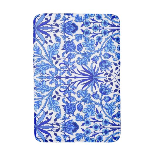 William Morris Hyacinth Print, Cobalt Blue en Whit Badmat (Voorkant Verticaal)