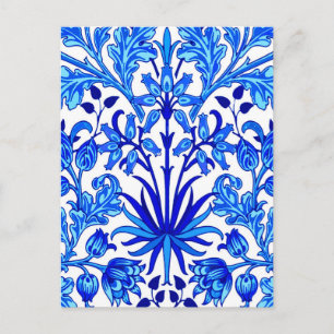 William Morris Hyacinth Print, Cobalt Blue en Whit Briefkaart