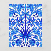 William Morris Hyacinth Print, Cobalt Blue en Whit Briefkaart (Voorkant)