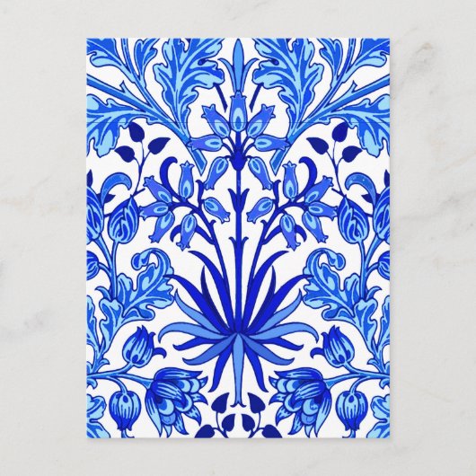 William Morris Hyacinth Print, Cobalt Blue en Whit Briefkaart (Voorkant)