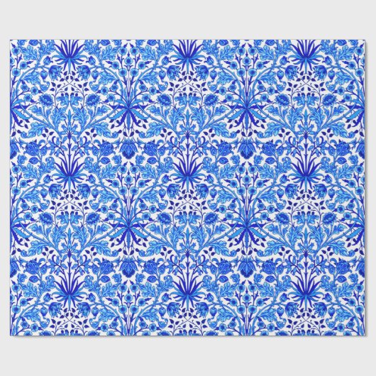 William Morris Hyacinth Print, Cobalt Blue en Whit Cadeaupapier (Vlak)