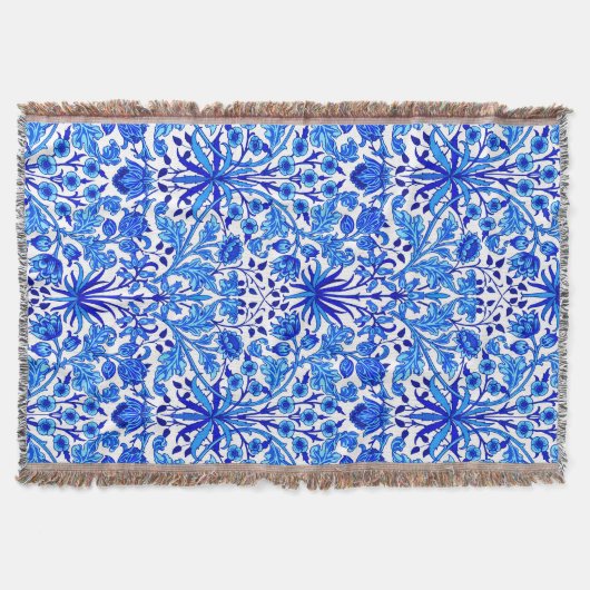 William Morris Hyacinth Print, Cobalt Blue en Whit Deken (Voorkant)