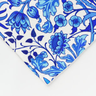 William Morris Hyacinth Print, Cobalt Blue en Whit Fleece Deken