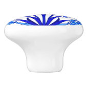 William Morris Hyacinth Print, Cobalt Blue en Whit Keramische Knop (Zijkant)