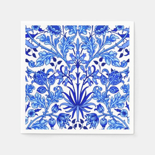 William Morris Hyacinth Print, Cobalt Blue en Whit Servet (Voorkant)