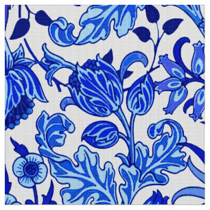 William Morris Hyacinth Print, Cobalt Blue en Whit Stof