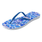 William Morris Hyacinth Print, Cobalt Blue en Whit Teenslippers (Schuin)