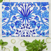 William Morris Hyacinth Print, Cobalt Blue en Whit Theedoek (Gevouwen)