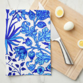 William Morris Hyacinth Print, Cobalt Blue en Whit Theedoek (Quarter Fold)