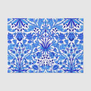 William Morris Hyacinth Print, Cobalt Blue en Whit Tissuepapier
