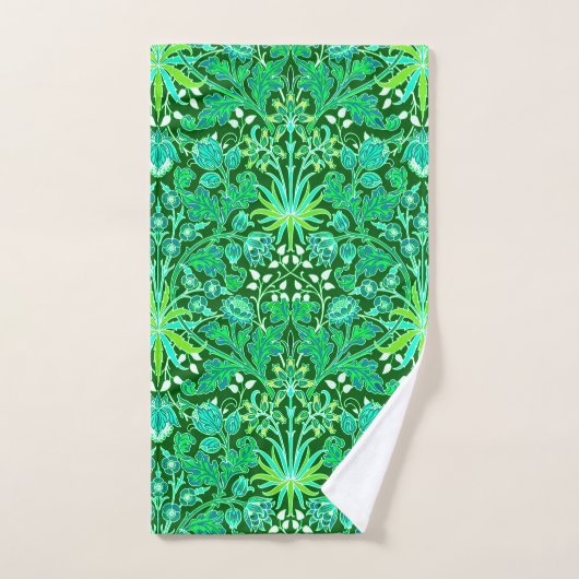 William Morris Hyacinth Print, Emerald Green Bad Handdoek (Handdoek)