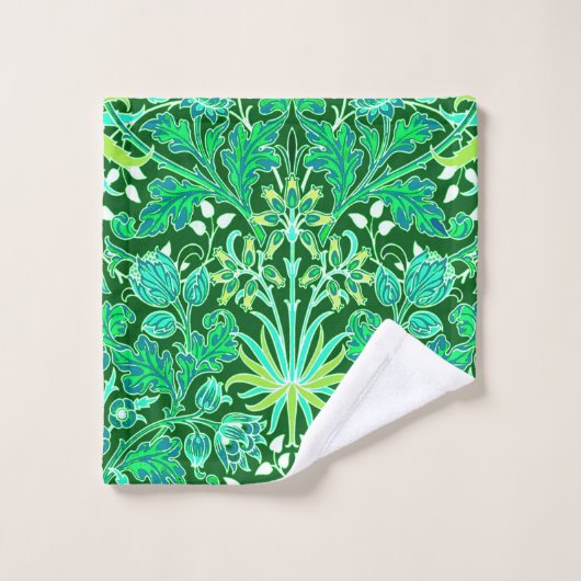 William Morris Hyacinth Print, Emerald Green Bad Handdoek (Wasdoekje)