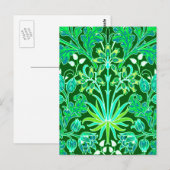William Morris Hyacinth Print, Emerald Green Briefkaart (Voorkant / Achterkant)