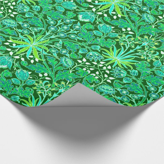 William Morris Hyacinth Print, Emerald Green Cadeaupapier (Hoek)