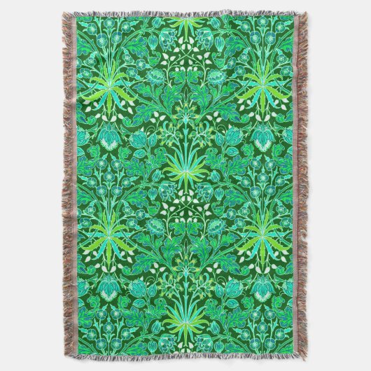 William Morris Hyacinth Print, Emerald Green Deken (Voorkant Verticaal)